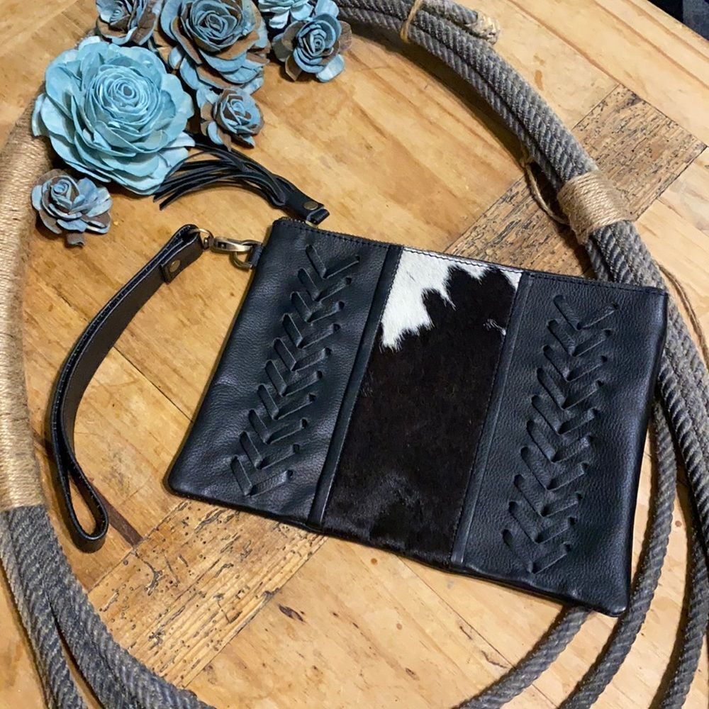 Brazilian Leather partial hair on hide wristlet